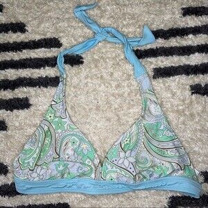 Athleta pastel paisley print halter bikini swim top size 2 (36C 34D 32DD)
